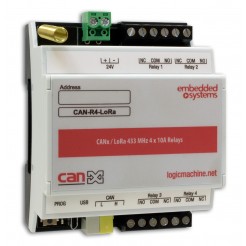 CAN-R4-LoRa: CANx / LoRa 433 MHz 4x 10A relé