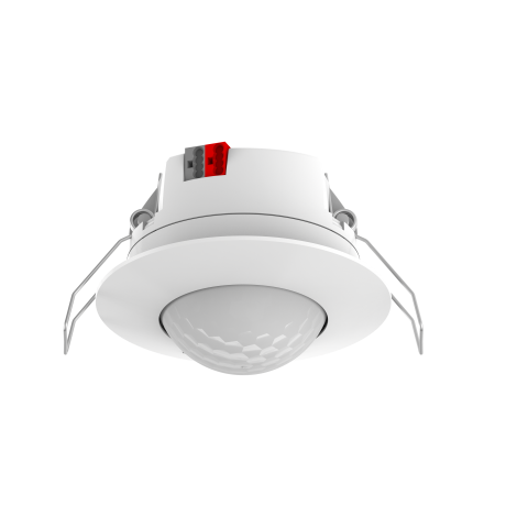 DM KNT 001: Flush ceiling mounting PIR movement detector with TP-KNX BUS input for lighting control
