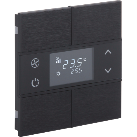 Rosa 2 fold anthracite thermostat and switch (Status - No Icon)
