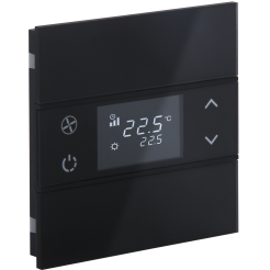 Rosa Glass 1 fold black thermostat and switch (Status - No Icon)