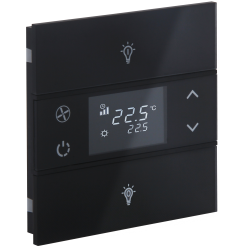 Rosa Glass 1 fold black thermostat and switch (Status - Icon)
