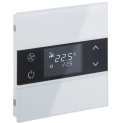 Rosa Glass 1 fold white thermostat and switch (Status - No Icon)