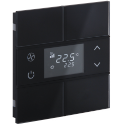 Rosa Glass 2 fold black thermostat and switch (Status - No Icon)