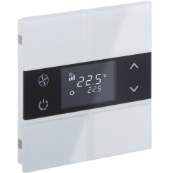 Rosa Glass 2 fold white thermostat and switch (Status - No Icon)