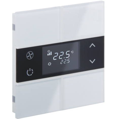Rosa Glass 2 fold white thermostat and switch (Status - No Icon)