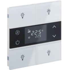 Rosa Glass 2 fold white thermostat and switch (Status - Icon)