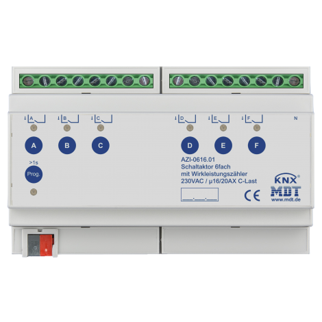 AZI-0616.01: Switch Actuator 6-fold, 16/20A, 230VAC, C-load