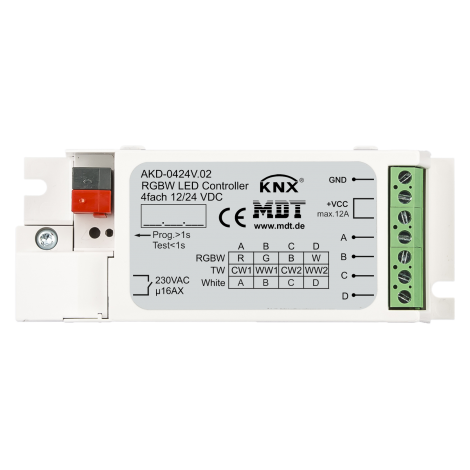 AKD-0424V.02: LED Stmívač 4 kanálový, 3/6 A, RGBW