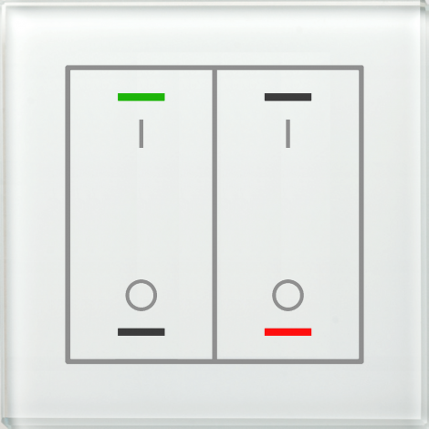 BE-GTL2TW.B1: Glass Push Button II Lite 2-fold, RGBW, White