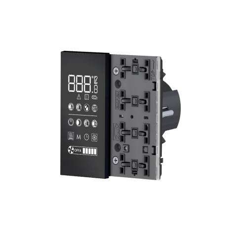 EK-EQ2-TP-__: Room temperature controller EQ2, LCD display, humidity sensor, 2 rockers