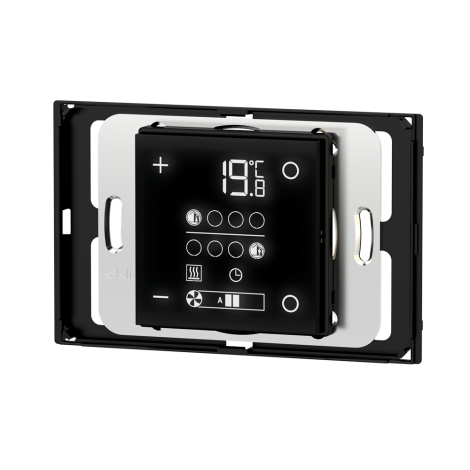 EK-E72-TP-__-R: Room temperature controller 71 series E72-R for rectangular wall box, LCD display, 4 capacitive pushbuttons